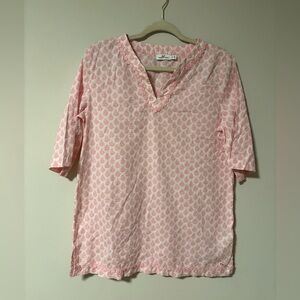 Vineyard Vines Pink and White Girls Blouse XL (16)